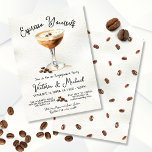 Convite Festa de noivado Espresso Martini<br><div class="desc">Espresse-se! Celebre o novo casal com este Convite para Festas de noivado Espresso martini. Todas as formulações podem ser alteradas para aniversário, janto de ensaio, chá de panela, etc. Para fazer mais mudanças, vá para Personalizar este modelo. Na parte inferior você verá "Quer personalizar este design ainda mais? Clique em...</div>