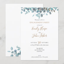 Festa de noivado Eucalyptus com Aquarela Azul