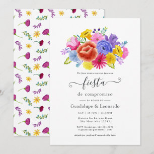 Convite Festa de Noivado Floral Aquarela Espanhola