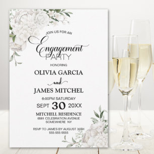 Convite Festa de noivado Floral Branca