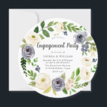 Convite Festa de noivado Floral Branco e Marinho<br><div class="desc">Convite para Festa de noivado Floral de Marinho e Branco Ver coleção correspondente em Niche e Nest Store</div>