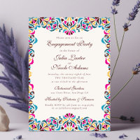 Festa de Noivado Floral Caprichosa Azul Magenta