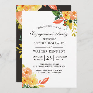 Convite Festa de noivado Floral de outono de Pêssego de Aq