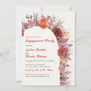 Convite Festa de noivado Floral de Pampas Rosa