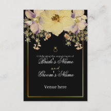 Festa de Noivado Floral Preto e Dourado Elegante