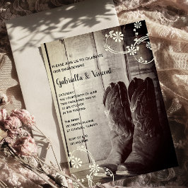 Convite Festa de noivado Floral Rastreada de Boots do Rust