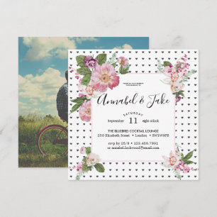 Convite Festa de Noivado Floral Retro