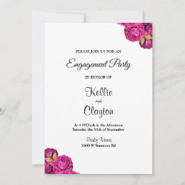 Convite Festa de noivado Floral Rosa E Dourada