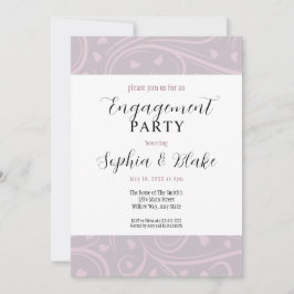 Convite Festa de noivado Floral Roxo-Branco Moderno