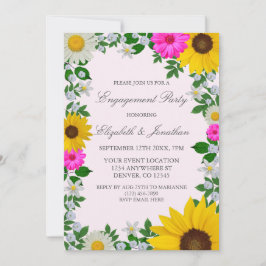 Convite Festa de noivado Floral Rustic Sunflower Daisy