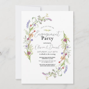 Convite Festa de noivado Flores Florais Ditsy