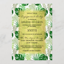 Convite Festa de noivado | Folhas Tropicais Verdes Exótica