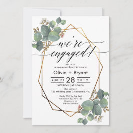 Convite Festa de noivado geométrica de quadros Eucalyptus