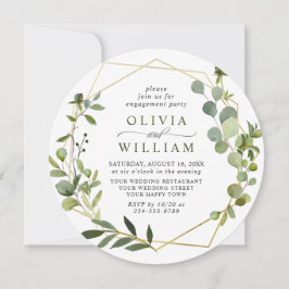 Convite Festa de noivado Geométrica do Eucalyptus Moderno