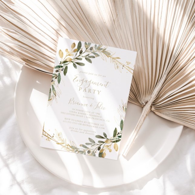 Convite Festa de noivado Geométrica Dourada de Greenerescê (Criador carregado)