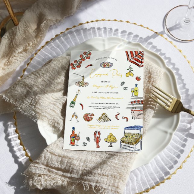 Convite Festa de noivado italiana de Verão (Criador carregado)