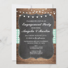 Convite Festa de noivado Lights Mint Check Wood Invite