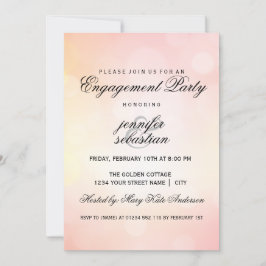 Convite Festa de noivado Luminosa Cinzenta Rosa de Luxo