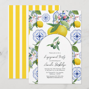 Convite festa de noivado mediterrânica "La Dolce Vita"