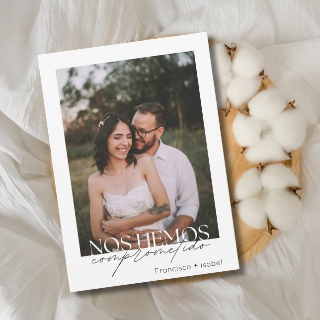 Convite Festa de noivado Mínima de Foto Preta Espanhola (Criador carregado)