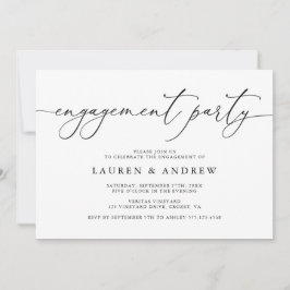 Convite Festa de noivado Mínima Preta e Branca