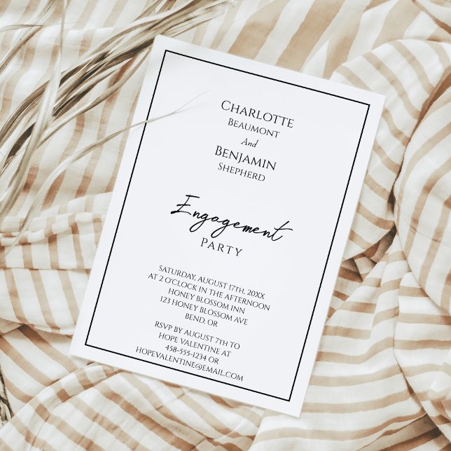 Convite Festa de noivado Minimalista Simples (Criador carregado)