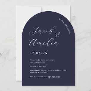 Convite Festa de Noivado Modern Arch Navy