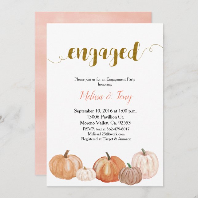 Convite festa de noivado moderna (Frente/Verso)