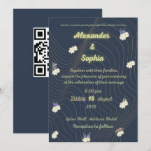 Festa de Noivado Moderna com Azul Naval e Floral B