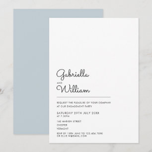 Convite Festa de Noivado Moderna Simples Preta e Branca