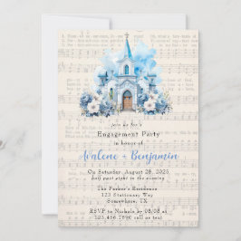 Convite Festa de noivado Musical Dusty Blue Church