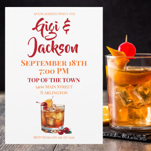 Convite Festa de Noivado Old Fashioned Cocktail