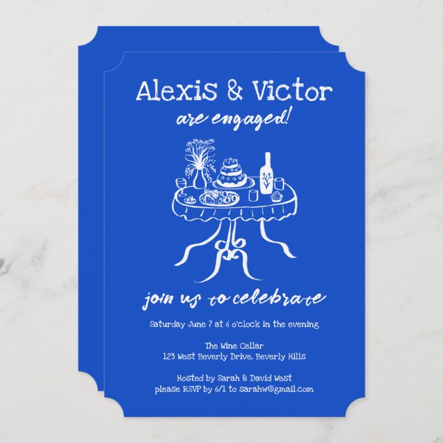 Convite Festa de noivado Personalizada de Janto de Buffet  (Frente/Verso)