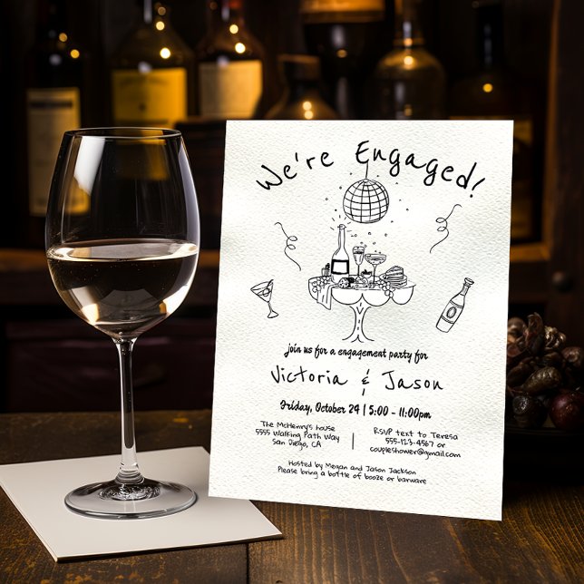 Convite Festa de noivado puxada pela mão (Criador carregado)