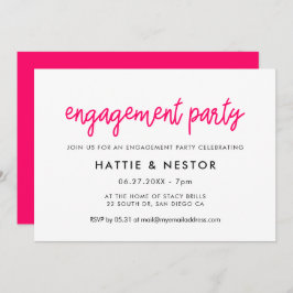 Convite Festa de noivado rosa com caligrafia moderna