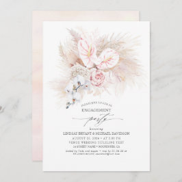 Convite Festa de noivado rosa de Anthurium e Grass de Pamp