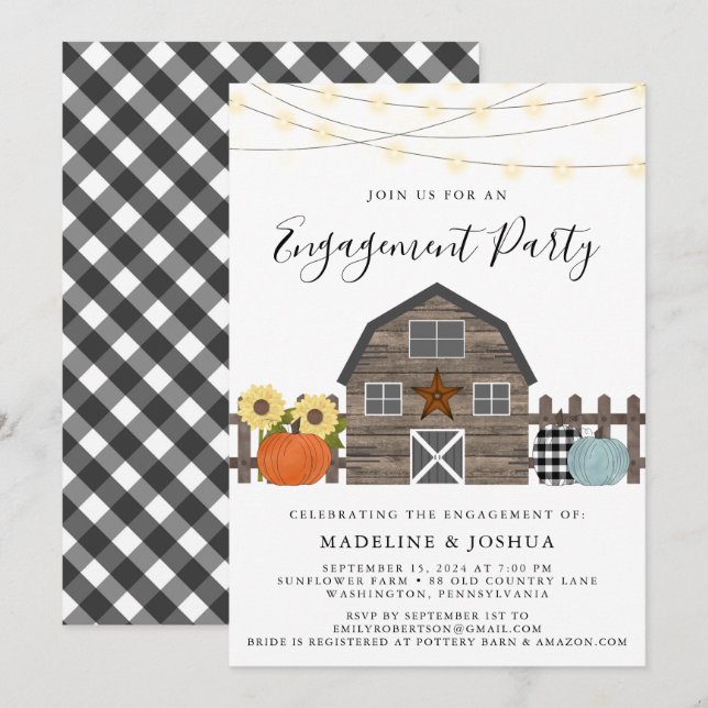 Convite Festa de noivado russa queda no campo (Frente/Verso)