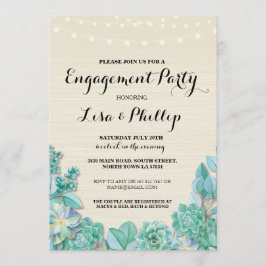 Convite Festa de noivado Rustic Chá Succults Invite
