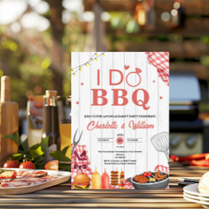 Convite Festa de Noivado Rustic I Do BBQ Plaid