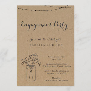 Convite Festa de noivado   Rustic Kraft Paper