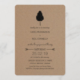 Convite Festa de noivado Rustic Kraft Paper Forest Tree