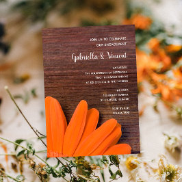 Convite Festa de noivado Rustic Orange Daisy Ranch