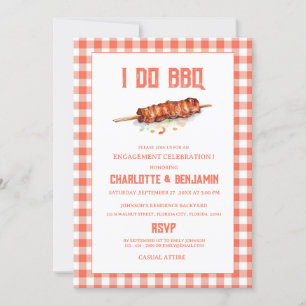 Convite Festa de Noivado Rustic Red Gingham I Do BBQ