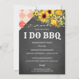 Convite Festa de Noivado Rustic Sunflower I Do BBQ