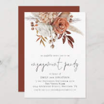 Festa de noivado Rustic Terracotta Florals Script