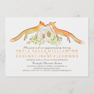 Convite Festa de noivado Rustic Woodland Fox