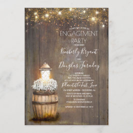 Convite Festa de noivado Rústica de Lanterna