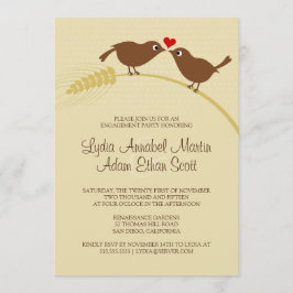 Convite Festa de noivado Rústica Única de Pássaros