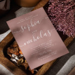 Convite Festa de noivado simples de script Mauve/rosa poei<br><div class="desc">Simples e minimalista convite para festa de noivado de casamento em mauve / rosa poeirento. Entre em contato comigo se precisar de itens adicionais.</div>