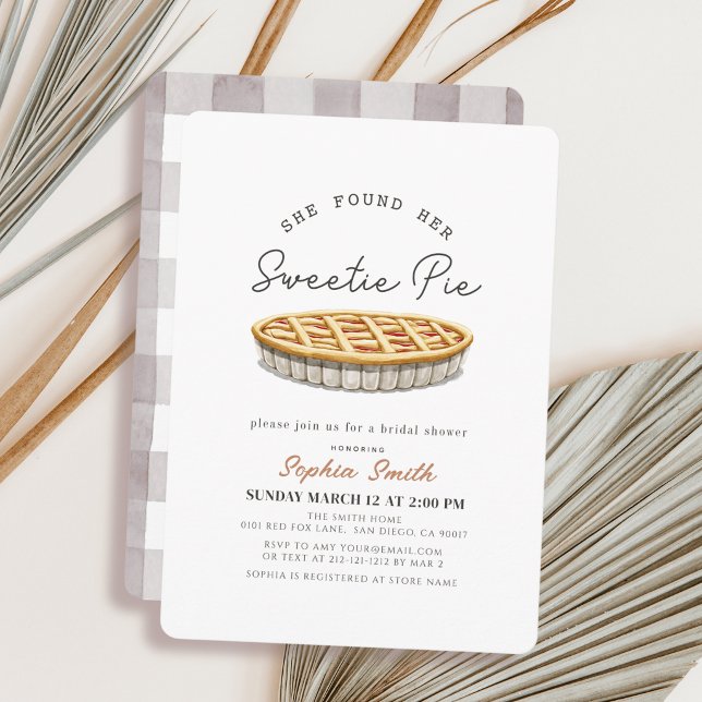 Convite Festa de Noivado Sweetie Pie Gray Gingham (Criador carregado)